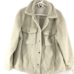 H & M sherpa jacket women's size L Ivory designer Lightweight